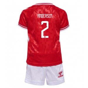 Fotbalové Dres Dánsko Joachim Andersen #2 Dětské Domácí Oblečení ME 2024 Krátký Rukáv (+ trenýrky)